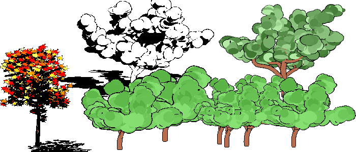 Non-photorealistic rendering of trees and smoke using billboards